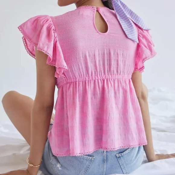 Anthropologie Pink babydoll top, S - Picture 2 of 6